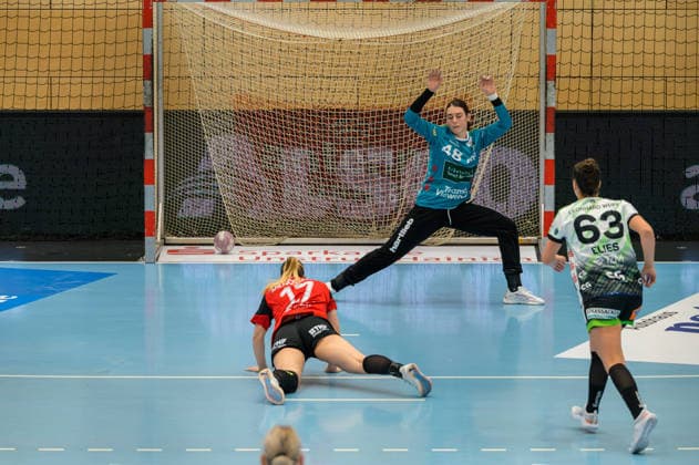 Natalia Krupa, Frisch Auf Göppingen, 48; Levke Kretschmann, Thüringer HC, 17; Stephanie Elies, Frisch Auf Göppingen, 63 GER, Thuringer HC vs. FRISCH AUF Göppingen, Handball, Alsco Women’s Handball Bundesliga, 2026–2027 season, Matchday 3, Saturday, 6:00 PM, September 12, 2026 GER, Thuringer HC vs. FRISCH AUF Göppingen, Handball, Alsco Women’s Handball Bundesliga, 2026–2027 season, Matchday 3, Saturday, 6:00 p.m., September 12, 2026, Bad Langensalza Copyright: xMartinxHerbstx
