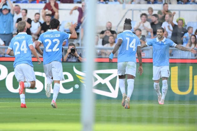 IPA88449183 - Matteo Cancellieri of Lazio celebrates after scoring the 1-0 goal during the UEFA Champions League soccer match between Lazio and Milan at the Olimpico Stadium on September 12, 2026, in Lazio, Milan. During the SS Lazio vs. AC Milan Italian Serie A soccer match in Rome, Italy, on September 12, 2026  Copyright: xRobertoxRamaccia IPAxSportx xx IPA88449183