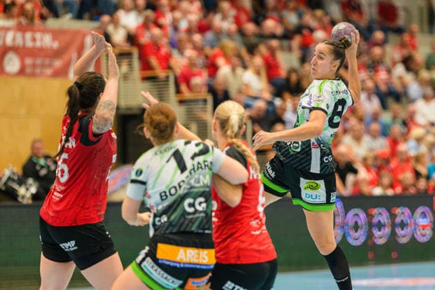 Stephanie Elies, Frisch Auf Göppingen, 63, Alfa Bra Oddsdottir, Haglin Thuringer HC, 06, Marcela Santos Arounian Thuringer HC, 36, Aylin Bornhardt Frisch Auf Göppingen, 13 GER, Thuringer HC vs. FRISCH AUF Göppingen, Handball, Alsco Women’s Handball Bundesliga, 2026–2027 Season, Matchday 3, Saturday, 6:00 PM, September 12, 2026 GER, Thüringer HC vs. FRISCH AUF Göppingen, Handball, Alsco Women’s Handball Bundesliga, 2026–2027 season, Matchday 3, Saturday, 6:00 p.m., September 12, 2026, Bad Langensalza Copyright: xMartinxHerbstx