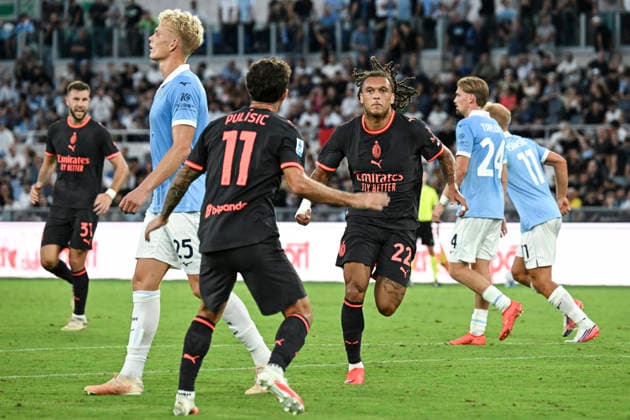 September 12, 2026, Rome, Italy: Milan™s Diego Moreira celebrates his goal during the Serie A soccer match between SS Lazio and AC Milan at the Olimpico stadium in Rome, Italy, 12 September 2026. ANSA RICCARDO ANTIMIANI. Soccer: Serie A; Lazio Vs Milan  - ZUMAa110 20260912_zaf_a110_027 Copyright: xRiccardoxAntimianix