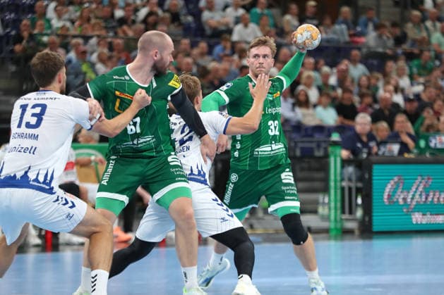 Handball, HBL2: SC DHfK Leipzig vs. VfL Lübeck Schwartau, September 12, 2026; Franz Semper 32; SC DHfK Leipzig takes aim Handball, 2nd Bundesliga, 2026–2027 season, Matchday 3: SC DHfK Leipzig vs. VfL Lübeck Schwartau on September 12, 2026, at the Quarterback Immobilien Arena Leipzig Copyright: xBEAUTIFULxSPORTS JanxKaeferx