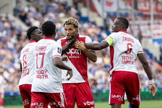 FOOTBALL: RC Strasbourg Alsace v AS Monaco Matchday 4 Ligue 1 McDonald s - 12 09 2026 Joie des joueurs de l equipe de As Monaco apres le but de Paris Brunner 29 (AS Monaco) StrasbourgFrance  Copyright: xelyxandroxcegarrax