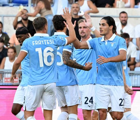 IPA88449752 - Lazio s Matteo Cancellieri celebrates after scoring the goal that made the score 1-0 during the 2026 2027 Italian Serie A match between SS Lazio and AC Milan at the Olympic Stadium in Rome on September 12, 2026.  Copyright: xFabrizioxCorradetti IPAxSportx xx IPA88449752