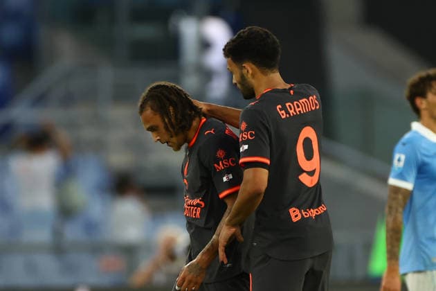 September 12, 2026, Rome, Lazio, Italy: Matteo Cancellieri of Lazio celebrates after scores their second gol with Goncalo Ramos of Milan during Serie A soccer match SS Lazio - AC Milan at Stadio Olimpico on September 12 2026 in Rome , Italy. Rome Italy - ZUMAl131 20260912_zsp_l131_044 Copyright: xCiroxDexLucax