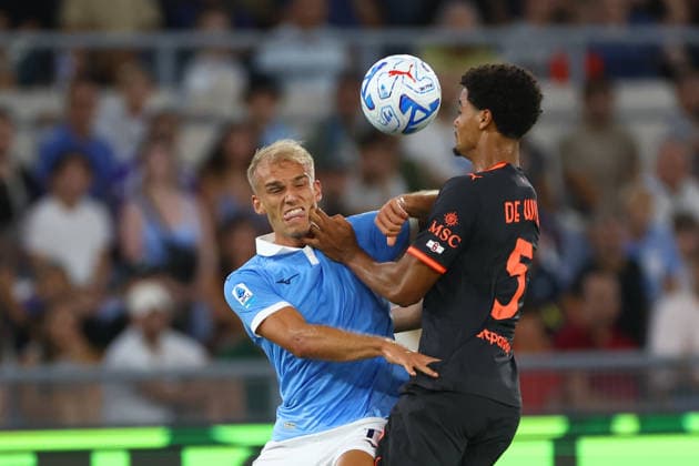 September 12, 2026, Rome, Lazio, Italy: Gustav Isaksen of Lazio and Koni De Winter of Milan during Serie A soccer match SS Lazio - AC Milan at Stadio Olimpico on September 12 2026 in Rome , Italy. Rome Italy - ZUMAl131 20260912_zsp_l131_045 Copyright: xCiroxDexLucax