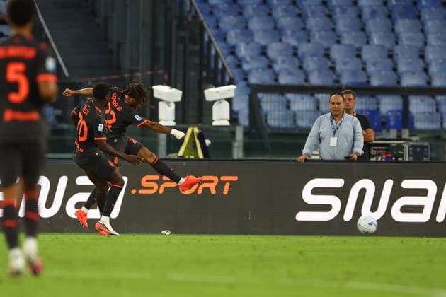 September 12, 2026, Rome, Lazio, Italy: Diego Moreira of Milan scores their first gol during Serie A soccer match SS Lazio - AC Milan at Stadio Olimpico on September 12 2026 in Rome , Italy. Rome Italy - ZUMAl131 20260912_zsp_l131_047 Copyright: xCiroxDexLucax