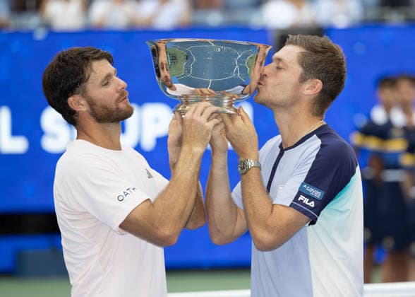 Winners Christian Harrison and Neil Skupski, Cup, Trophy, Men s Doubles, Men s Doubles, Award Ceremony, Presentation, U.S. Open Championships, Billie Jean King National Tennis Center, Flushing Meadows, New York, USA Copyright: xJuergenxHasenkopfx