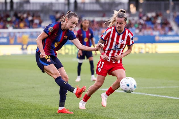 September 12, 2026, Sant Joan Despi, Barcelona, Spain: Caroline Graham of FC Barcelona, Barca in action during the Spanish Women league, Liga F, football match played between FC Barcelona and Atletico de Madrid at Johan Cruyff Stadium on September 12, 2026 in Sant Joan Despi, Barcelona. FC Barcelona V Atletico De Madrid - Liga F  - ZUMAa181 20260912_zaa_a181_236 Copyright: xJavierxBorregox