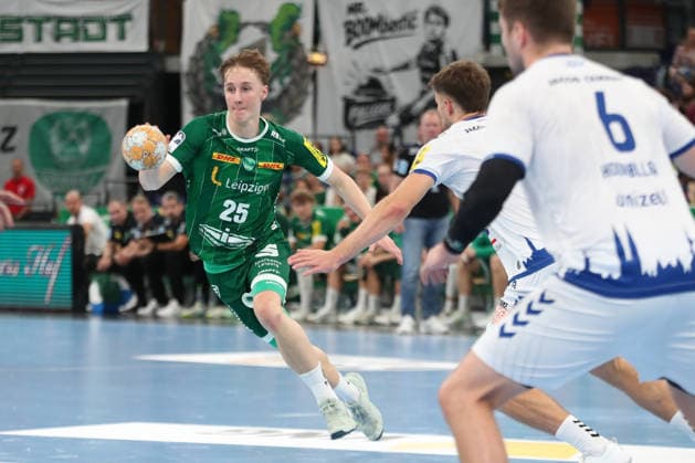 Handball, HBL2: SC DHfK Leipzig vs. VfL Lübeck Schwartau, September 12, 2026; Caspar Gauer 25, SC DHfK Leipzig Handball, 2nd Bundesliga, 2026–2027 season, Matchday 3: SC DHfK Leipzig vs. VfL Lübeck Schwartau on September 12, 2026, at the Quarterback Immobilien Arena Leipzig Copyright: xBEAUTIFULxSPORTS JanxKaeferx