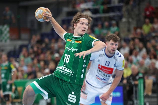 Handball, HBL2: SC DHfK Leipzig vs. VfL Lübeck Schwartau, September 12, 2026. Tom Koschek 76; SC DHfK Leipzig takes a seven-meter throw. Handball, 2nd Bundesliga, 2026–2027 season, Matchday 3: SC DHfK Leipzig vs. VfL Lübeck Schwartau on September 12, 2026, at the Quarterback Immobilien Arena Leipzig Copyright: xBEAUTIFULxSPORTS JanxKaeferx