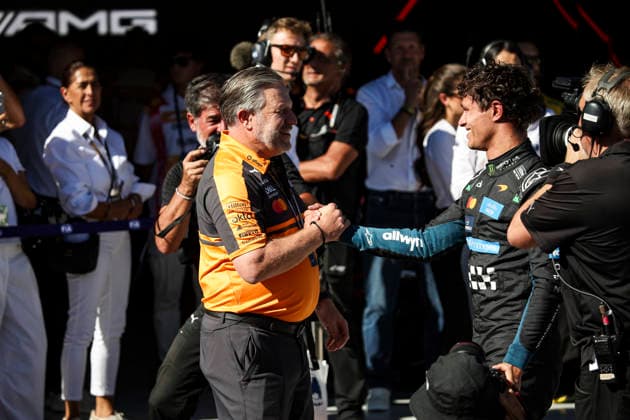 BROWN Zak (usa), CEO of of McLaren Racing¨01 NORRIS Lando (gbr), McLaren F1 Team MCL40, during the 2026 Formula 1 Spanish Grand Prix, 14th round of the 2026 Formula One World Championship, WM, Weltmeisterschaft from September 11 to 13, 2026 on the Madring, in Madrid, Spain Madrid Spain *** BROWN, Zak (USA), CEO of McLaren Racing 01; NORRIS, Lando (GBR), McLaren F1 Team MCL40, during the 2026 Formula 1 Spanish Grand Prix, the 14th round of the 2026 Formula One World Championship, held from September 11 to 13, 2026 at the Madring in Madrid, Spain Madrid Spain