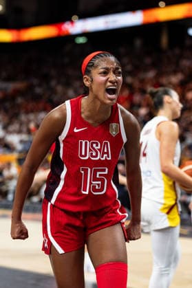 Angel Reese, USA, 15, celebrates, GER, Spain vs. USA, Basketball, 2026 FIBA Women’s World Cup, Semifinals, September 12, 2026 GER, Spain vs. USA, Basketball, 2026 FIBA Women’s World Cup, Semifinals, September 12, 2026 Berlin Copyright: xEibner-Pressefoto MaxxVincenx EP_MVN