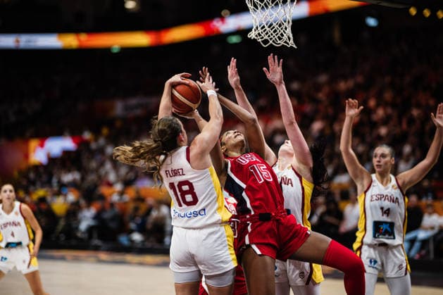 FIBA Women’s Basketball World Cup 2026: Spain vs. USA, September 12, 2026; Angel Reese (USA), 15; Alicia Florez (Spain), 18; Basketball; FIBA Women’s Basketball World Cup 2026; Final Phase, Semifinal: Spain vs. USA on September 12, 2026, at the Uber Arena, Berlin Copyright: xBEAUTIFULxSPORTS Tonhäuserx