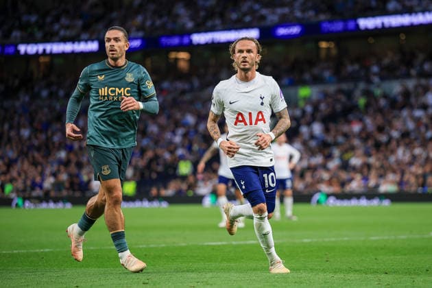 Tottenham Hotspur v Everton, Premier League Everton Midfielder Jack Grealish (10) & Tottenham Hotspur Midfielder James Maddison (10) during the Premier League match between Tottenham Hotspur and Everton at Tottenham Hotspur Stadium, London, UK on 12 September 2026. London Tottenham Hotspur Stadium London UK Editorial use only DataCo restrictions apply See www.football-dataco.com , Copyright: xChrisxFoxwellx PSI-24863-0099
