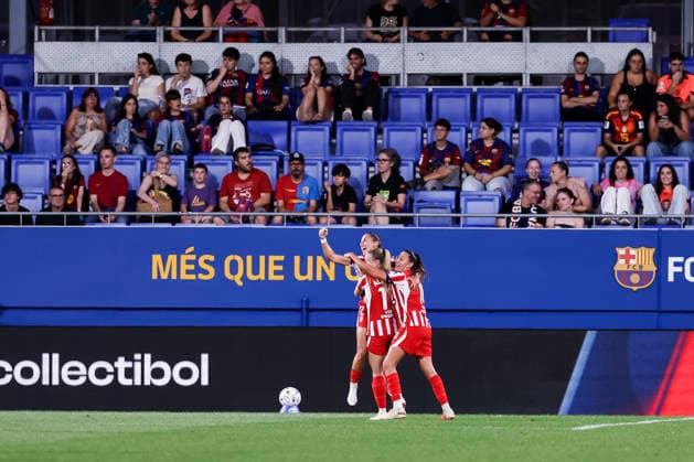 September 12, 2026, Sant Joan Despi, Barcelona, Spain: Allegra Poljak of Atletico de Madrid celebrates a goal with teammates during the Spanish Women league, Liga F, football match played between FC Barcelona, Barca and Atletico de Madrid at Johan Cruyff Stadium on September 12, 2026 in Sant Joan Despi, Barcelona. Sant Joan Despi Spain - ZUMAa181 20260912_zaa_a181_241 Copyright: xJavierxBorregox