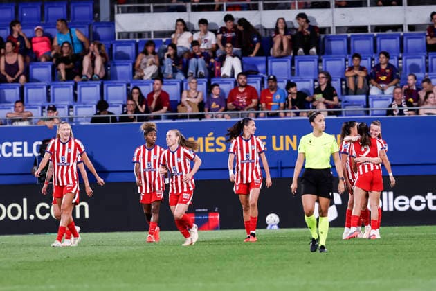 September 12, 2026, Sant Joan Despi, Barcelona, Spain: Allegra Poljak of Atletico de Madrid celebrates a goal with teammates during the Spanish Women league, Liga F, football match played between FC Barcelona, Barca and Atletico de Madrid at Johan Cruyff Stadium on September 12, 2026 in Sant Joan Despi, Barcelona. Sant Joan Despi Spain - ZUMAa181 20260912_zaa_a181_243 Copyright: xJavierxBorregox