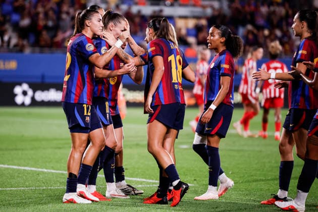 September 12, 2026, Sant Joan Despi, Barcelona, Spain: Caroline Graham of FC Barcelona, Barca celebrates a goal with teammates during the Spanish Women league, Liga F, football match played between FC Barcelona and Atletico de Madrid at Johan Cruyff Stadium on September 12, 2026 in Sant Joan Despi, Barcelona. FC Barcelona V Atletico De Madrid - Liga F  - ZUMAa181 20260912_zaa_a181_260 Copyright: xJavierxBorregox