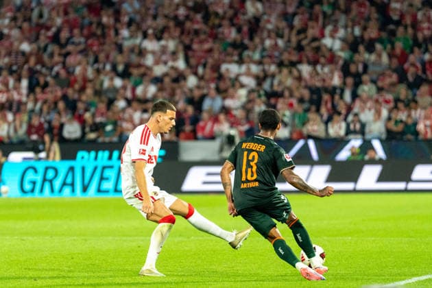 Said El Mala (1.FC Koeln, 10) im Zweikampf mit Arthur (SV Werder Bremen, 13) 1.FC Köln vs. SV Werder Bremen, Fussball, Bundesliga, 3.Spieltag, Saison 2026 27, 12.09.2026, DFL REGULATIONS PROHIBIT ANY USE OF PHOTOGRAPHS AS IMAGE SEQUENCES AND OR QUASI-VIDEO, 1.FC Köln vs. SV Werder Bremen, Fussball, Bundesliga, 3.Spieltag, Saison 2026 27, 12.09.2026 Köln *** Said El Mala (1 FC Köln), No. 10, in a tackle with Arthur (SV Werder Bremen), No. 13; 1 FC Köln vs. SV Werder Bremen, soccer, Bundesliga, Matchday 3, 2026–27 season, September 12, 2026, DFL regulations prohibit any use of photographs as image sequences and or quasi-video, 1. FC Köln vs. SV Werder Bremen, soccer, Bundesliga, Matchday 3, 2026–27 season, September 12, 2026, Cologne Copyright: xEibner-Pressefoto LukasxBaldygax EP_LBA