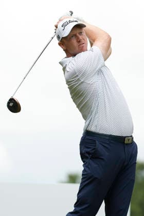 FRANKLIN, TN - SEPTEMBER 12: Hayden Springer watches his tee shot on No. 3 during the third round of the Simmons Bank Open for the Snedeker Foundation, September 12, 2026, at Vanderbilt Legends Club in Franklin, Tennessee. (Photo by Matthew Maxey Icon Sportswire) GOLF: SEP 12 Korn Ferry Tour Simmons Bank Open EDITORIAL USE ONLY Icon260912028
