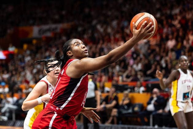 Aliyah Boston (USA), 14, on the ball, GER, Spain vs. USA, Basketball, 2026 FIBA Women’s World Cup, Semifinal, September 12, 2026, GER, Spain vs. USA, Basketball, 2026 FIBA Women’s World Cup, Semifinals, September 12, 2026, Berlin Copyright: xEibner-Pressefoto MaxxVincenx EP_MVN