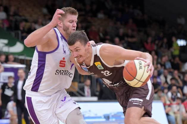 Borisa Simanic, Syntainics MBC, 22 points; Mathis Moenninghoff, BG Göttingen, 17 points; GER, BG Göttingen vs. Syntainics MBC, Basketball BBL Cup, Round 1, 2026–2027 season, September 12, 2026, GER, BG Göttingen vs. Syntainics MBC, Basketball BBL Cup, Round 1, 2026–2027 Season, September 12, 2026, Göttingen Copyright: xEibner-Pressefotox xRolandxSippelx EP_RSL