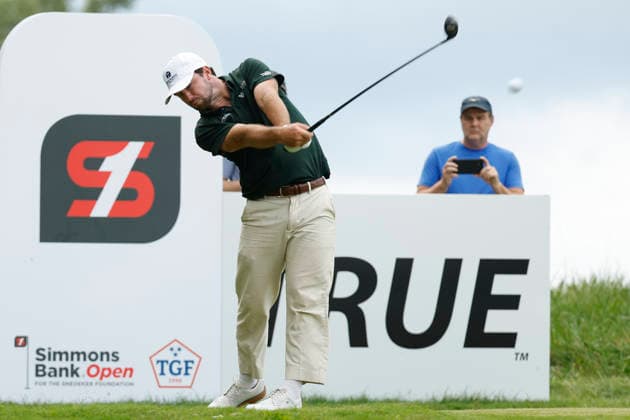 FRANKLIN, TN - SEPTEMBER 12: Will Cannon hits his tee shot on No. 3 during the third round of the Simmons Bank Open for the Snedeker Foundation, September 12, 2026, at Vanderbilt Legends Club in Franklin, Tennessee. (Photo by Matthew Maxey Icon Sportswire) GOLF: SEP 12 Korn Ferry Tour Simmons Bank Open EDITORIAL USE ONLY Icon260912036