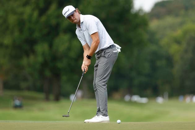 FRANKLIN, TN - SEPTEMBER 12: Chris Korte watches his putt on No. 7 during the third round of the Simmons Bank Open for the Snedeker Foundation, September 12, 2026, at Vanderbilt Legends Club in Franklin, Tennessee. (Photo by Matthew Maxey Icon Sportswire) GOLF: SEP 12 Korn Ferry Tour Simmons Bank Open EDITORIAL USE ONLY Icon260912046