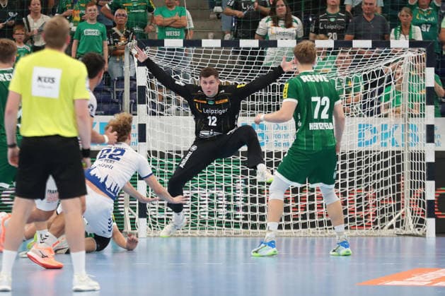 Handball, HBL2: SC DHfK Leipzig vs. VfL Lübeck Schwartau, September 12, 2026; Goalie Anadin Suljakovic 12, SC DHfK Leipzig; Handball, 2nd Bundesliga, 2026–2027 season, Matchday 3: SC DHfK Leipzig vs. VfL Lübeck Schwartau on September 12, 2026, at the Quarterback Immobilien Arena Leipzig Copyright: xBEAUTIFULxSPORTS JanxKaeferx