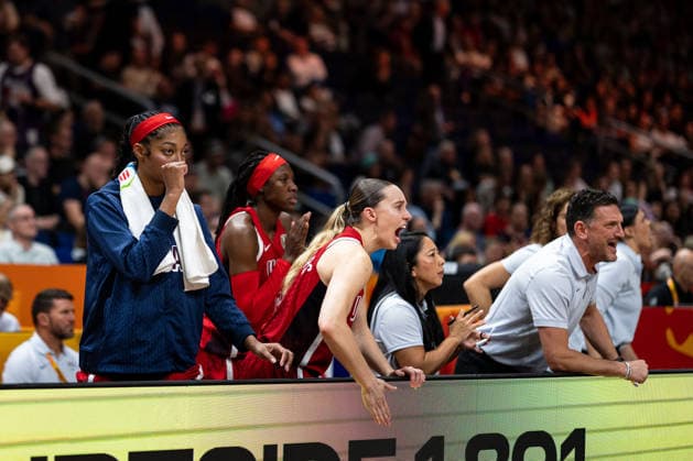 Angel Reese (USA), 15, and Paige Bueckers (USA), 04, celebrate, GER, Spain vs. USA, basketball, 2026 FIBA Women’s World Cup, semifinals, September 12, 2026 GER, Spain vs. USA, basketball, 2026 FIBA Women’s World Cup, semifinals, September 12, 2026 Berlin Copyright: xEibner-Pressefoto MaxxVincenx EP_MVN