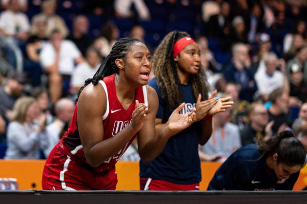 Aliyah Boston (USA), 14, celebrates, GER, Spain vs. USA, Basketball, 2026 FIBA Women’s World Cup, Semifinal, September 12, 2026 GER, Spain vs. USA, Basketball, 2026 FIBA Women’s World Cup, Semifinal, September 12, 2026 Berlin Copyright: xEibner-Pressefoto MaxxVincenx EP_MVN