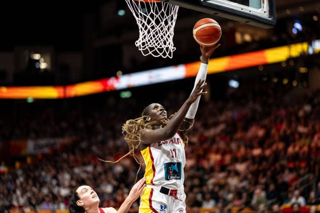 Awa Fam Spain, No. 11 on a layup, GER, Spain vs. USA, Basketball, 2026 FIBA Women s World Cup, Semifinal, September 12, 2026, GER, Spain vs. USA, Basketball, 2026 FIBA Women s World Cup, Semifinal, September 12, 2026, Berlin Copyright: xEibner-Pressefoto MaxxVincenx EP_MVN
