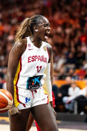 Awa Fam Spain, 11 cheers, GER, Spain vs. USA, Basketball, 2026 FIBA Women’s World Cup, Semifinals, September 12, 2026 GER, Spain vs. USA, Basketball, 2026 FIBA Women’s World Cup, Semifinals, September 12, 2026 Berlin Copyright: xEibner-Pressefoto MaxxVincenx EP_MVN