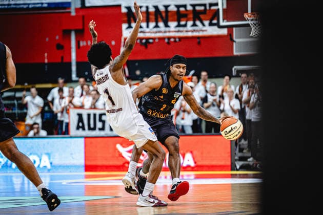 September 12, 2026, xhfmx, BBL Cup, Giessen 46ers vs. Chemnitz 99ers: Nigel Scantlebury (Giessen 46ers), Stefan Smith (Chemnitz 99ers), 2 Giessen