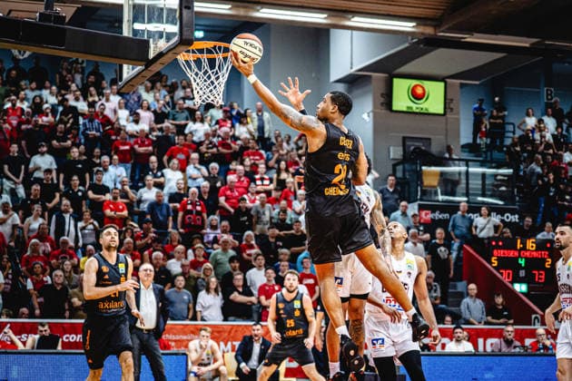 September 12, 2026, xhfmx, BBL Basketball Cup, Giessen 46ers vs. Chemnitz 99ers, Nighael Ceaser (Chemnitz 99ers), scored 22 points on a layup against Giessen