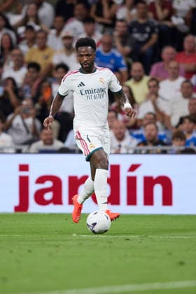 Vinicius Jr (Real Madrid CF) controls the ball during the LaLiga EA Sports match between Real Madrid CF and Rayo Vallecano de Madrid at Estadio Santiago BernabÃ u on September 12, 2026 in Madrid, Spain. (Photo by Manu Reino DeFodi Images) - *** Vinicius Jr. of Real Madrid CF controls the ball during the LaLiga EA Sports match between Real Madrid CF and Rayo Vallecano de Madrid at Estadio Santiago Bernabéu on September 12, 2026, in Madrid, Spain. Photo by Manu Reino, DeFodi Images