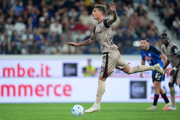 Cagliari s Daniel Maldini scores 1-2 during the Serie A soccer match between Atalanta and Cagliari at New Balance Arena in Bergamo , Italy - September 12, 2026. - Soccer  Copyright: xSpada LaPressex