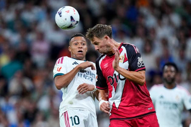 Kylian Mbappe of Real Madrid CF and Florian Lejeune of Rayo Vallecano during the La Liga match between Real Madrid and Rayo Vallecano, on September 12, 2026. - 12 09 2026 - Spain Madrid Madrid -  LGMx xLexPictorium LePictorium_0340627