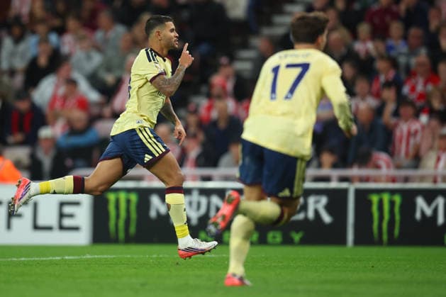 Sunderland v Arsenal FC - Premier League 2026 27 SUNDERLAND, ENGLAND - SEPTEMBER 12 Bruno Guimaraes of Arsenal celebrates 1st goal during the Premier League 2026 27 match between Sunderland and Arsenal FC at Stadium of Light on September 12, 2026 in Sunderland, England. Sunderland Stadium of Light England United Kingdom Copyright: xAllstarxPicturexLibraryxLtdx
