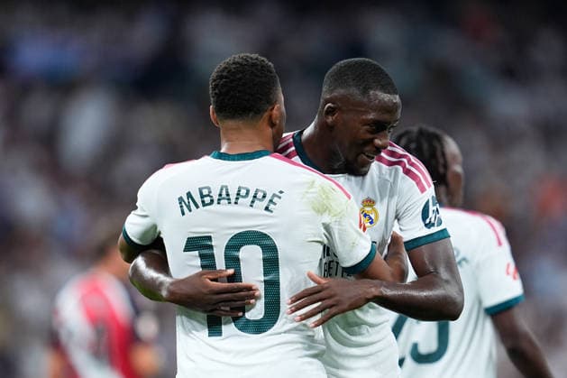 September 12, 2026, Madrid, Madrid, Spain: Kylian Mbappe of Real Madrid CF celebrates after scoring his team s first goal with teammate Ibrahima Konate of Real Madrid CF during the Spanish League, LaLiga EA Sports, football match played between Real Madrid and Rayo Vallecano at Bernabeu stadium on September 12, 2026, in Madrid, Spain. Real Madrid V Rayo Vallecano - LaLiga EA Sports  - ZUMAa181 20260912_zaa_a181_326 Copyright: xDennisxAgyemanx