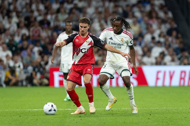 September 12, 2026, Madrid, Madrid, Spain: Adria Pedrosa of Rayo Vallecano and Yan Diomande of Real Madrid CF during La Liga football match between Real Madrid CF and Rayo Vallecano at Santiago Bernabeu Stadium in Madrid, Spain, September 12, 2026 Soccer 2026: Real Madrid CF Vs Rayo Vallecano  - ZUMAa206 20260912_zsp_a206_021 Copyright: xRubenxAlbarranx