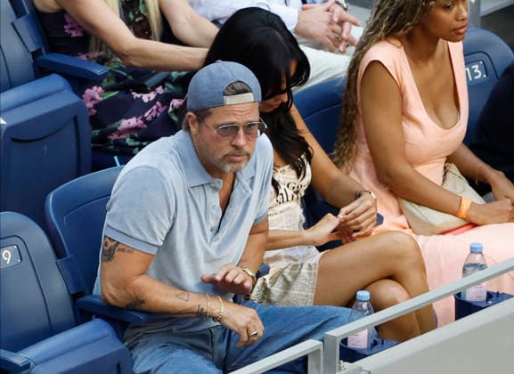 Actor Brad Pitt and his girlfriend Ines de Ramon watch the Women s Finals match in Arthur Ashe Stadium at the 2026 US Open Tennis Championship at the USTA Billie Jean King National Tennis Center in New York City on Saturday, September 12, 2026.  NYP20260912603 COREYxSIPKIN