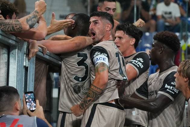 SOCCER - Serie A - Atalanta BC vs. Cagliari Calcio Photo by IPA ABACAPRESS.COM88453874 - Paul Mendy celebrates the goal with his teammates during the Italian Serie A soccer match between Atalanta BC and Cagliari Calcio at the New Balance Arena in Bergamo on September 12, 2026. During the Atalanta BC vs. Cagliari Calcio Italian Serie A soccer match in Bergamo, Italy, on September 12, 2026 Bergamo Italy  Copyright: xIPAxSport ABACAx