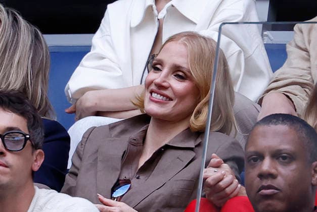 Jessica Chastain watches the Women s Finals match in Arthur Ashe Stadium at the 2026 US Open Tennis Championship at the USTA Billie Jean King National Tennis Center in New York City on Saturday, September 12, 2026.  NYP20260912615 JOHNxANGELILLO