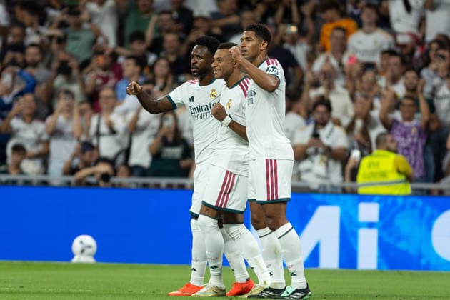 September 12, 2026, Madrid, Madrid, Spain: Kylian Mbappe of Real Madrid CF celebrates with his teammates after scoring a goal during La Liga football match between Real Madrid CF and Rayo Vallecano at Santiago Bernabeu Stadium in Madrid, Spain, September 12, 2026 Madrid Spain - ZUMAa206 20260912_zsp_a206_124 Copyright: xRubenxAlbarranx