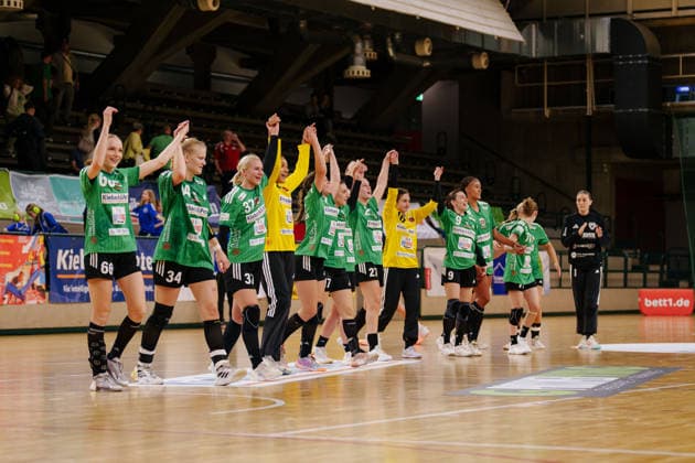 2 Alsco Women s Handball Bundesliga, Matchday 3: Füchse Berlin vs. Rostocker Handball Club. Füchse Berlin celebrate their victory on September 12, 2026, at the Charlottenburg Sports Hall, Berlin, Berlin, Charlottenburg Sports Hall, Berlin, Germany