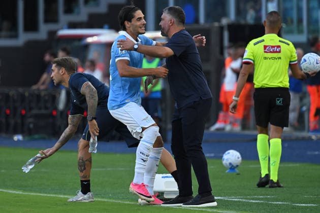 Soccer, Serie A match , Lazio v Milan Matteo Cancellieri of SS Lazio celebrates scoring his goal during the Serie A match between Lazio v Milan at Olympic stadium. Rome (Italy), September 12h, 2026 Imago-Images Emmefoto Copyright: xImago-Images Emmefotox