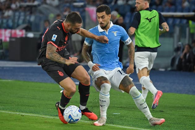 Soccer, Serie A match , Lazio v Milan Strahinja Pavlovic of Milan,Mattia Zaccagni of SS Lazio during the Serie A match between Lazio v Milan at Olympic stadium. Rome (Italy), September 12h, 2026 Imago-Images Emmefoto Copyright: xImago-Images Emmefotox