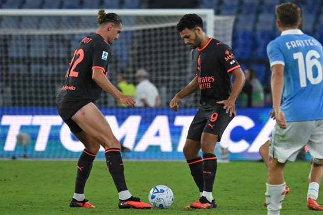 Soccer, Serie A match , Lazio v Milan Adrien Rabiot of Milan,Goncalo Ramos of Milan during the Serie A match between Lazio v Milan at Olympic stadium. Rome (Italy), September 12h, 2026 Imago-Images Emmefoto Copyright: xImago-Images Emmefotox
