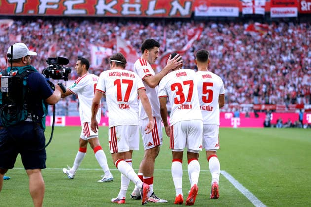 MAINA Linton Team 1.FC Koeln jubelt nach seinem Tor zum 1 : 0 mit LOCHOSHVILI Luka DFL Fussball Bundesliga Saison 2026 - 2027 Spiel 1.FC Koeln - Werder Bremen 1 : 1 am 12. 09 .2026 in Koeln DFL REGULATIONS PROHIBIT ANY USE OF PHOTOGRAPHS as IMAGE SEQUENCES and or QUASI-VIDEO *** MAINA Linton of 1. FC Köln celebrates after scoring the 1-0 goal with LOCHOSHVILI Luka. DFL Bundesliga 2026–2027 season, Match: 1. FC Köln vs. Werder Bremen (1–1) on September 12, 2026, in Cologne DFL REGULATIONS PROHIBIT ANY USE OF PHOTOGRAPHS AS IMAGE SEQUENCES AND OR QUASI-VIDEO Copyright: xLacixPerenyix