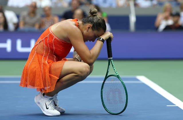 US Open tennis tournament - Day 14 Aryna Sabalenka of Belarus reacts in her match against Elena Rybakina of Kazakhstan during the Women’s Singles Finals of the US Open Tennis Championships in Flushing Meadows, New York, USA, 12 September 2026. FLUSHING MEADOWS NEW YORK United States  Copyright: xSARAHxYENESELx
